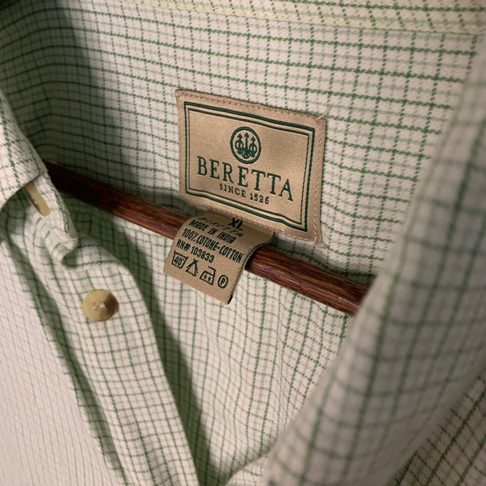 Beretta men’s button down size XL - green plaid
